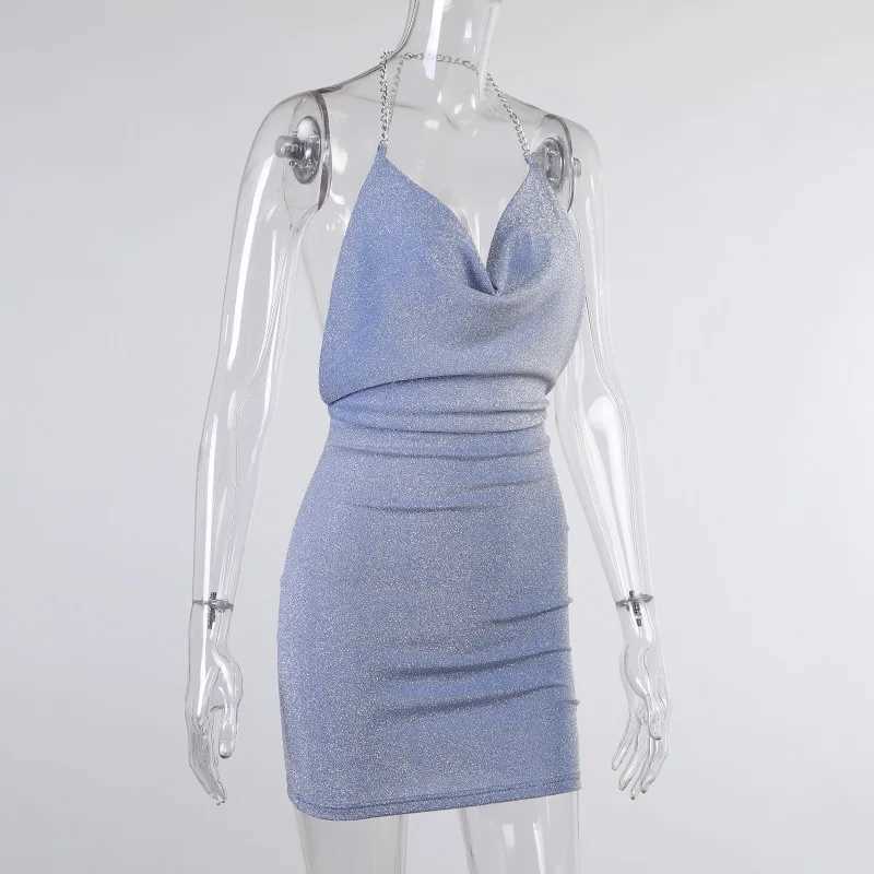 2026 Womens Summer European American Sexy Halter Strap Backless Bodycon Vacation Party Dress M260304