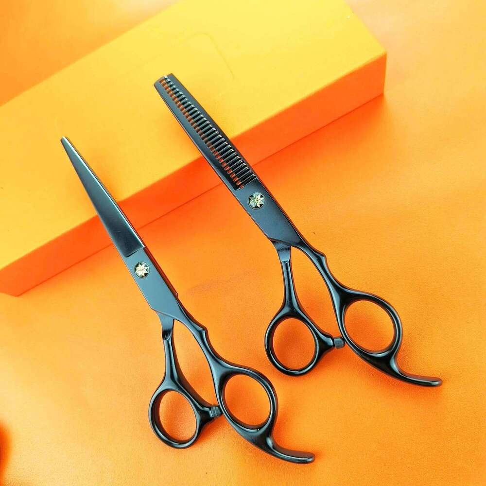6.0 inch black New Professional Hairdressers Japan 440C Barber Big Cutting Scissors Thinning Shears Hair Clipper H260303