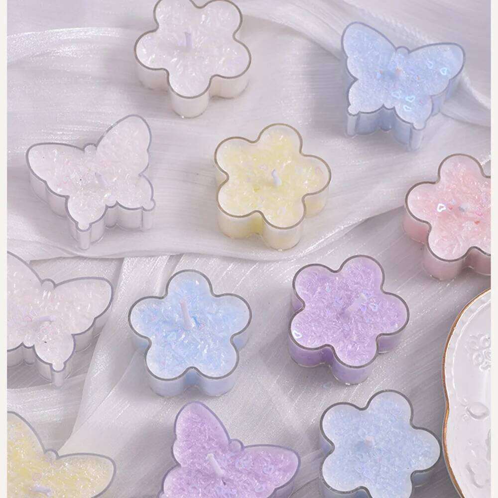 1Pc Ice Flower Butterfly Plum Blossoms Scented Candle, 6Scents 6Colors Candles for Home Fragrance Decoration Gift, Rose Bleu W260304