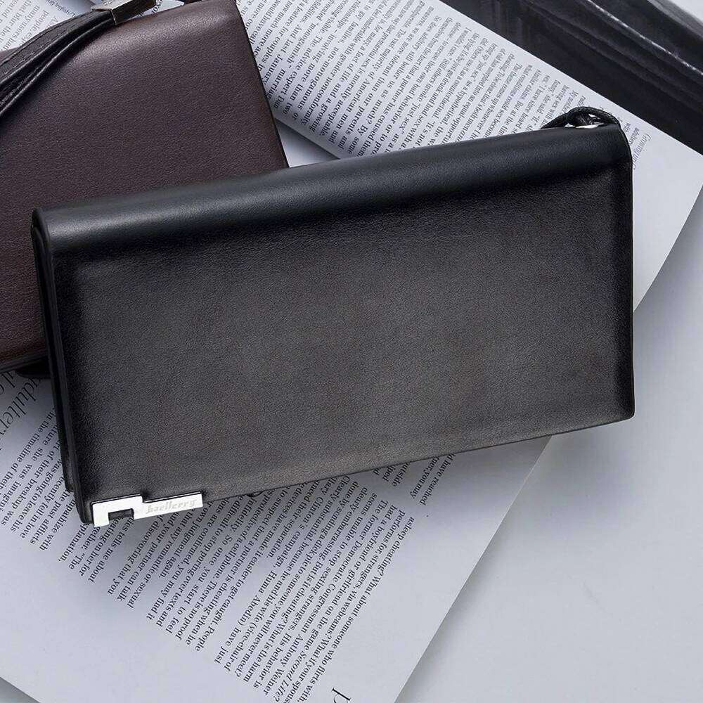 Executive PU Leather Long Wallet, Large Capacity Zipper Closure with Passport Slot & RFID Protection C260304