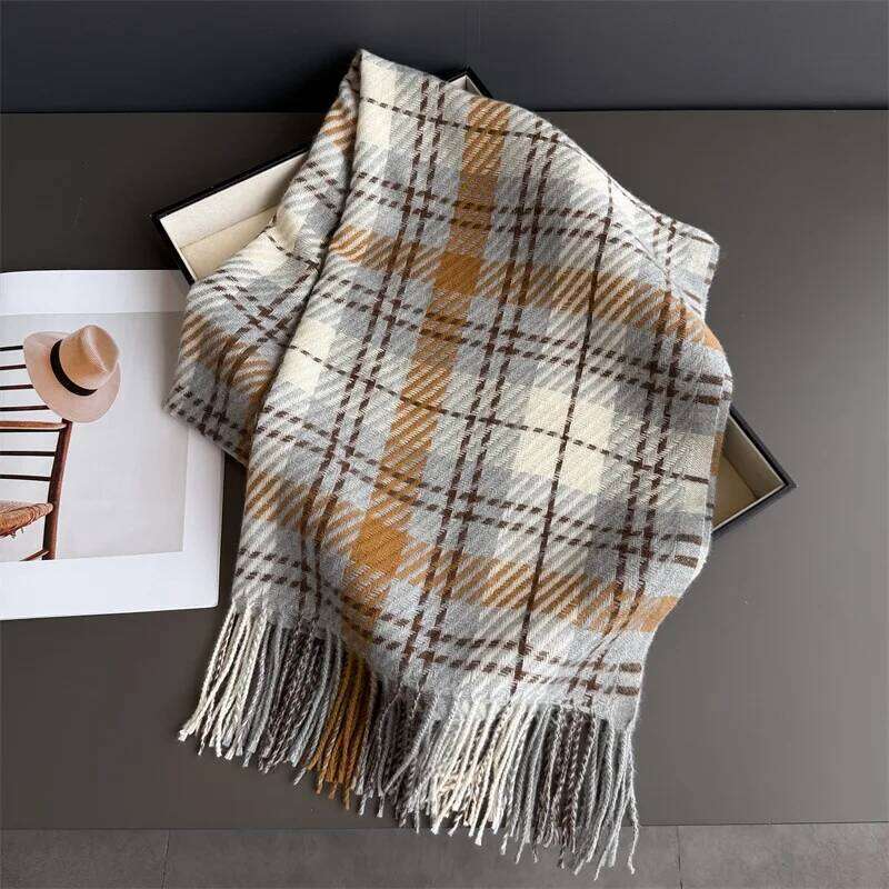Winter Neck Warmer Scarf Women New Autumn Thickened Tassel Pashmina Shawl Faux Cashmere Warps Elegant Ladies Blanket For Men XJ260304