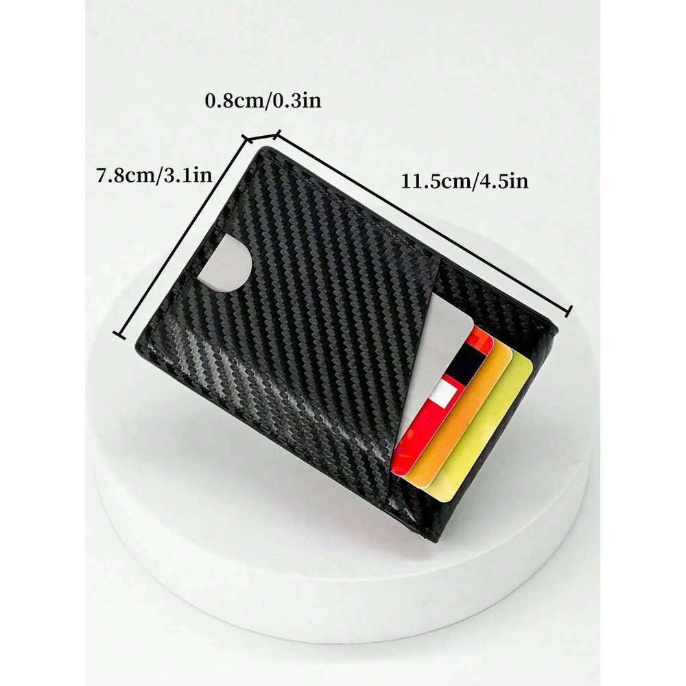 Rfid Carbon Fiber Leather Men Airtag Wallets Credit Holder for Air Tag Purse Black Luxury Minimalist Card Wallet C260304