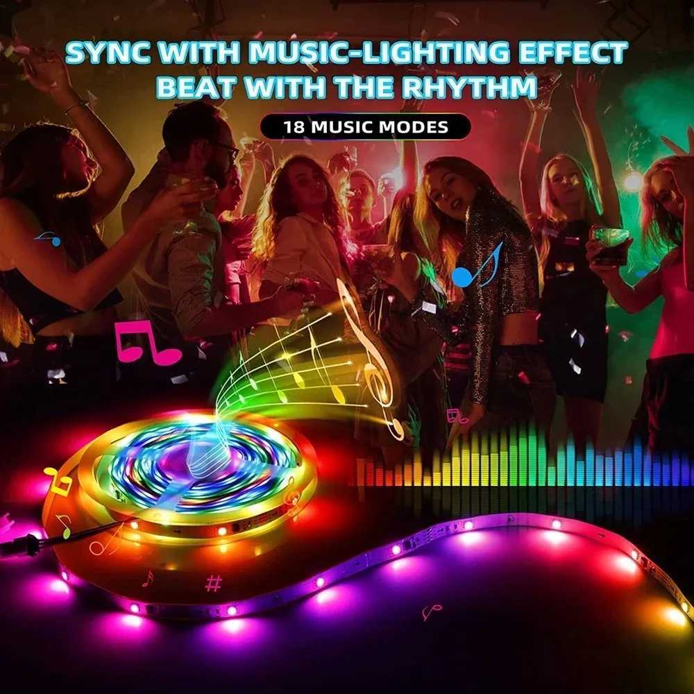 Tuya RGB LED Strip Lights 5V Smart LED Light with Music Sync RGB-IC Dreamcolor Chasing Strip Flexible Tape for Gaming Room Party H260304