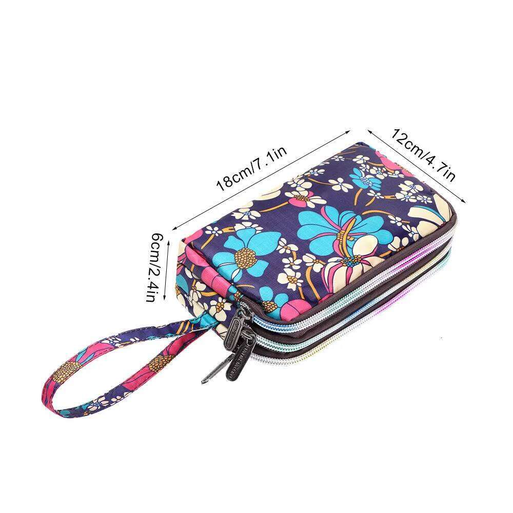 1PC New Fashion Waterproof Female Handbag Practical Larger Capacity Print Canvas Bag Key Coin Purse Three-layer Long Wallet C260304