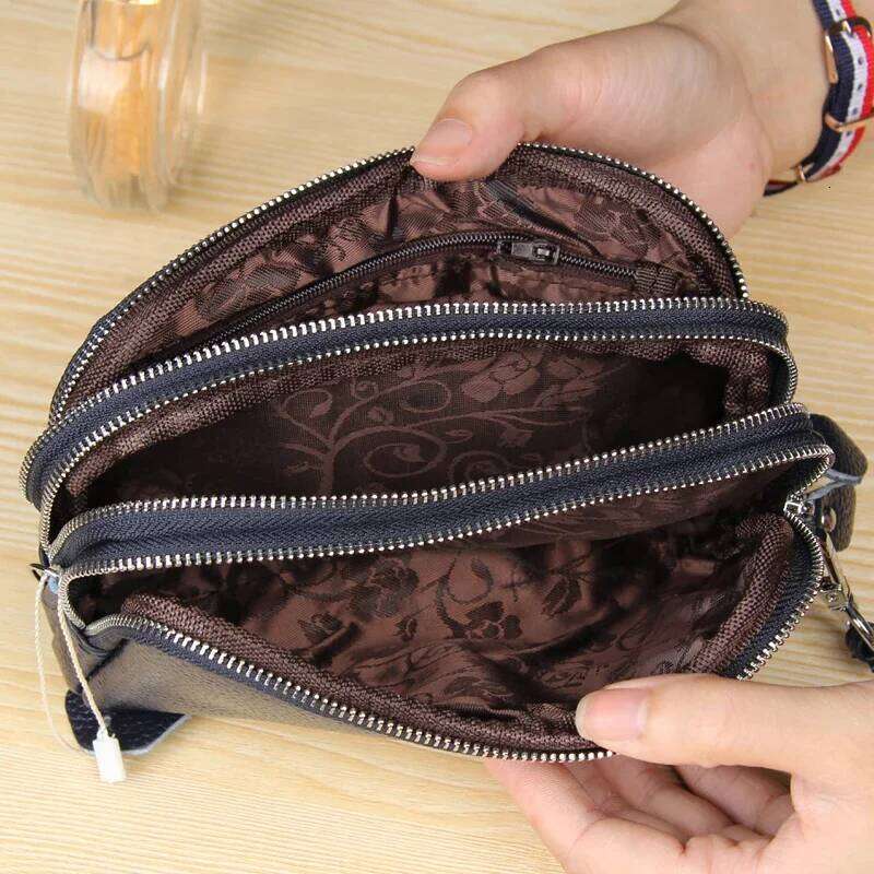 Women Long Wallet Genuine Leather 3-Layer Zipper Purse Large Capacity Wristlet Clutch Wallets Phone Bag Money Purses C260304