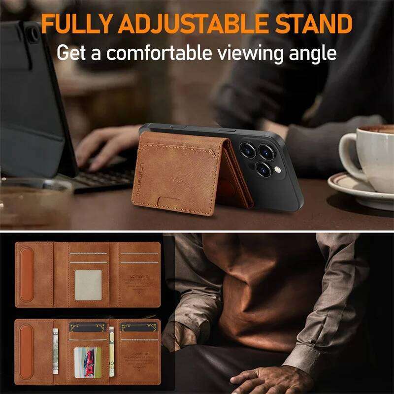 RFID Shielded Credit with Card Slots,Faux Leather Magnetic Suction Cup for Phone & Cards,Phone Wallet Ideal Gift C260304