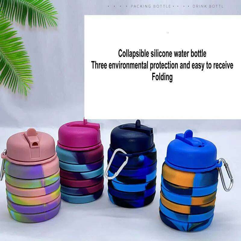 Food Grade Silicone Folding Water Outdoor Portable Telescopic Drinking Cup Creative Colorful Sports Cycling Kettle S260303