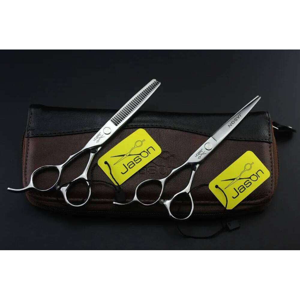 345# 4Pcs Suit Left Hand Hairdressing 5.5''/6.0'' Brand Jason Japan 440C Cutting Thinning Shears Hair Scissors H260303