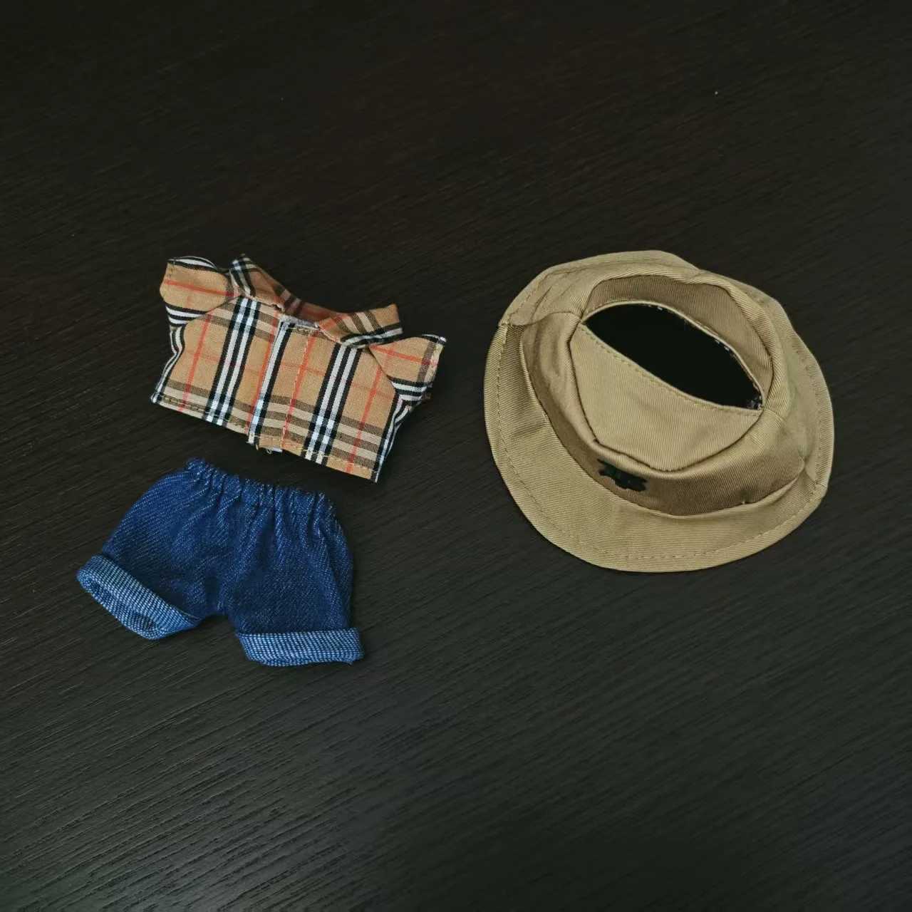 Labubu Plaid Shirt & Jeans Outfit, Stylish Doll Clothes with Canvas Shoes for 15/17cm DollsT260304