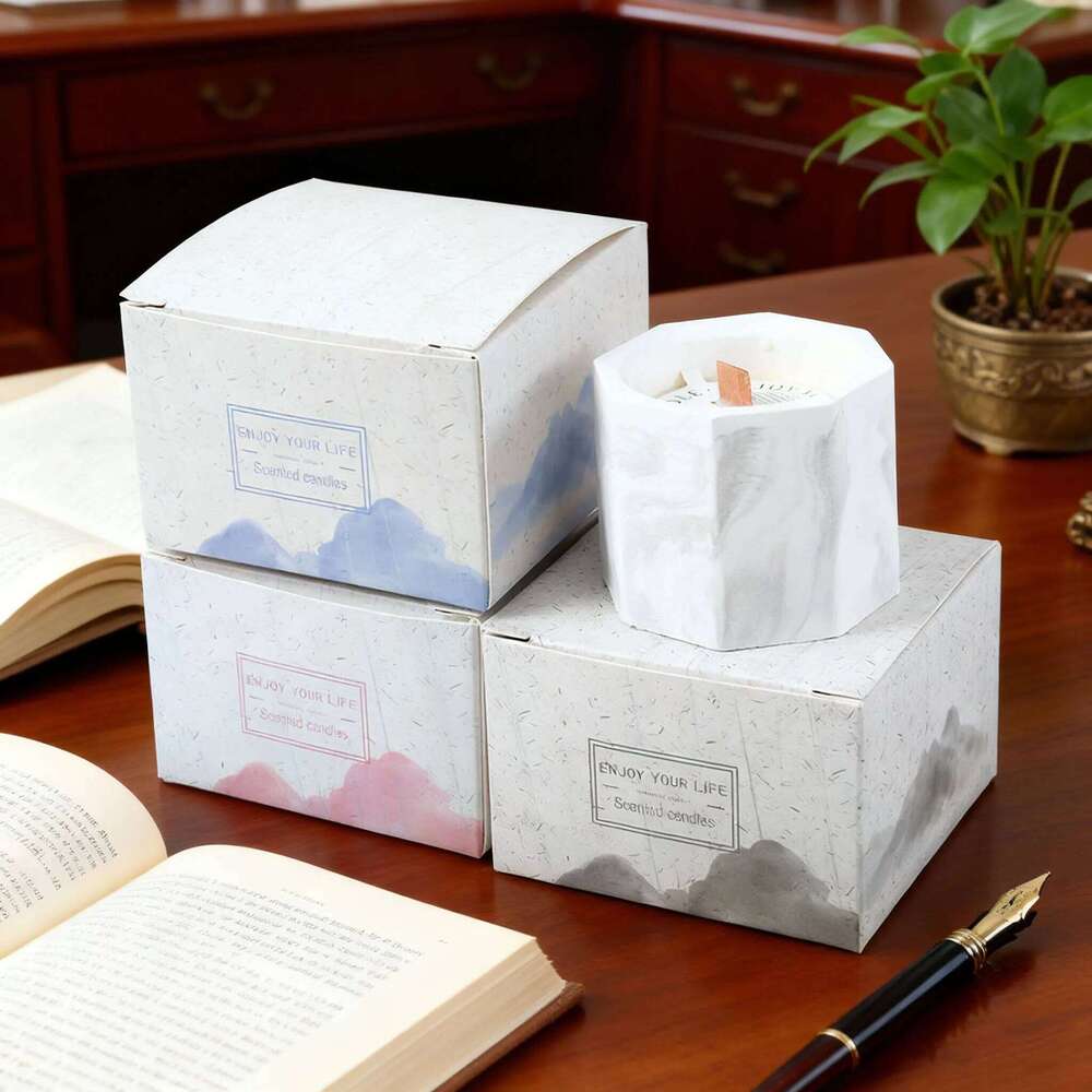 Water Ink Scented Candle in Gypsum Cup, Creative Gift, Aromatherapy for Bedroom Relaxation, Viral Trending Home Decor W260304