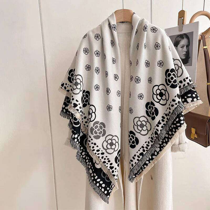 Brand Cashmere Camellia For Women in Winter Thickened Warm, large Square Scarf Fashionable and Versatile Elegant Shawl XJ260304