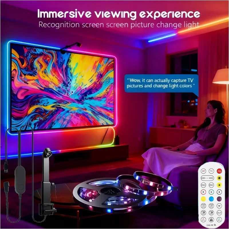 Smart LED TV Backlight Strip with AR Color Sensor App Controller with Music Sync RGB Ambient Light for 55 to 85 Inch Screen H260304
