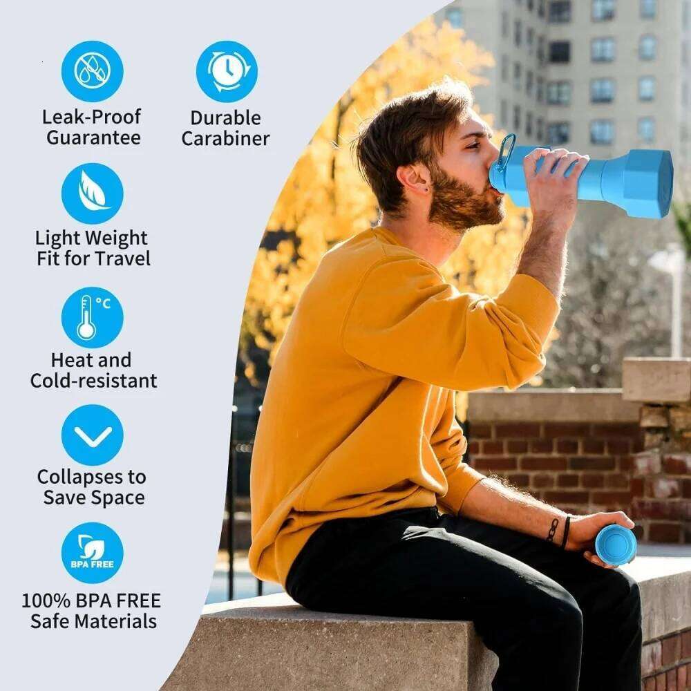 Outdoor Bottles 650ml Cup, Portable Water Bottle Travel Foldable Sport Accessories for Cycling Running S260303