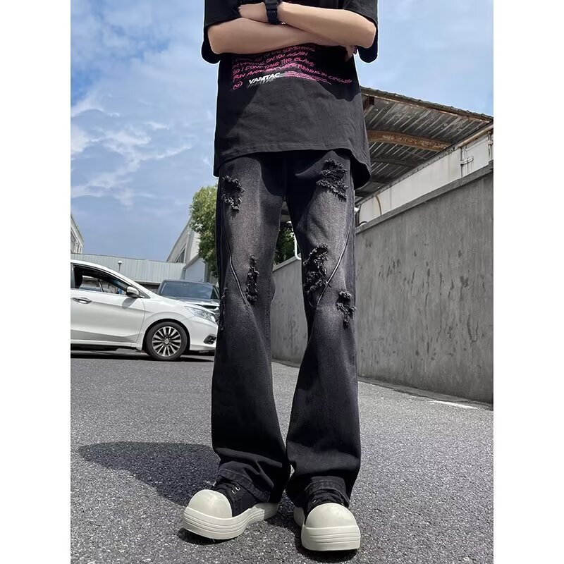 Yellow Mud Flared Jeans New Autumn Thin Straight Loose Designer Pants American High Street Pants Trendy Brand