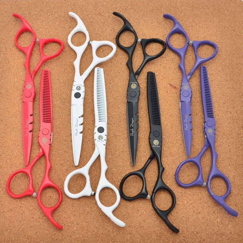 Purple Dragon 5.5'' Hairdressing Japan 440C Barber Cutting Thinning Shears Hair Scissors Dropshipping Z1010 H260303