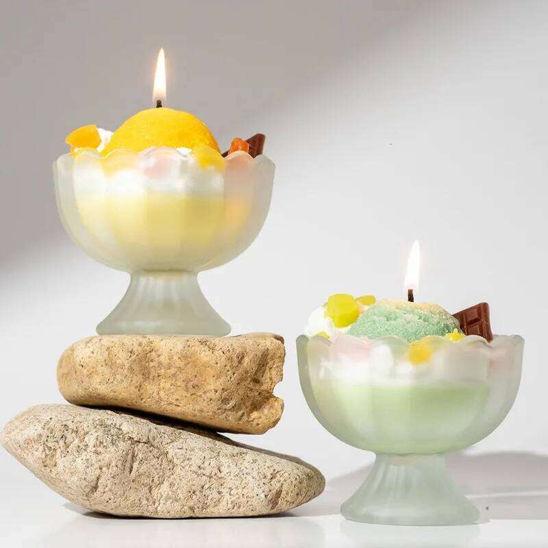 1PC Fruit Ice Cream Creative Exquisite Shape Yogurt Soybean Wax Birthday Gift Souvenir Scented Candles Decoration W260304