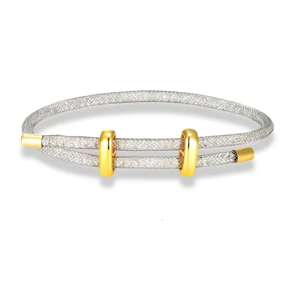 2025 New Mesh Bracelet Men Women Charm Minimalist Crystal Bangle Fashion Stainless Steel Adjustable Jewelry Creative Couple Gift XJ260303