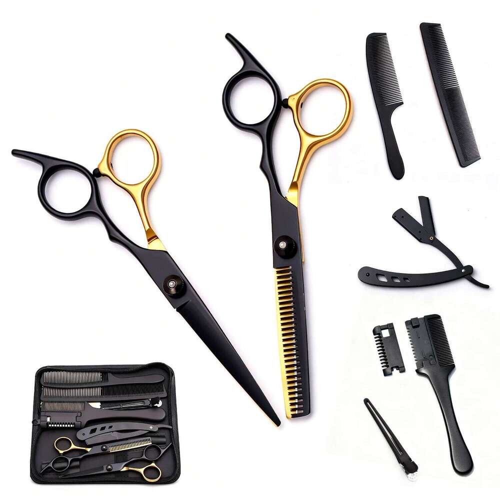 6 Inch Multifunctional Hair Cutting Scissors Complete Kit with Straight Thinning Shears Comb Professional Home Use and Salon H260303