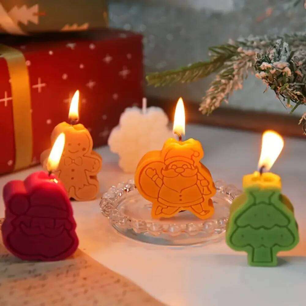 4-Piece Series Scented Candles: Christmas Decorations, Suitable for New Year Festive Fireplaces, Soy Wax, W260304