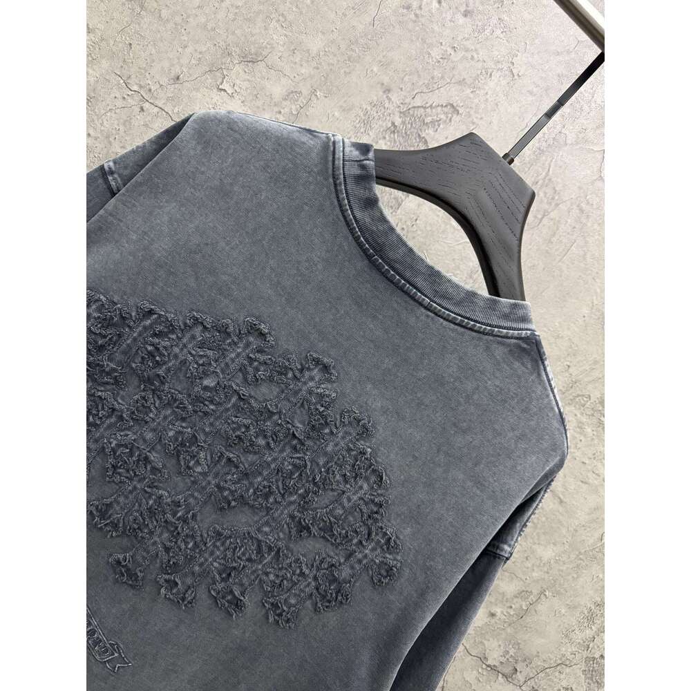 Spring New High Street CH Chrome Short-Sleeve T-Shirt With Cross Patch Embroidery, Unisex, Round Neck, American Style