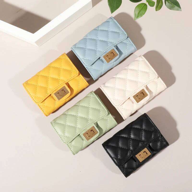 Multiple Slots Diamond Lattice Holder Women's Exquisite Short Wallet Coin Purse Large Capacity Card Cash Storage Pouch C260304