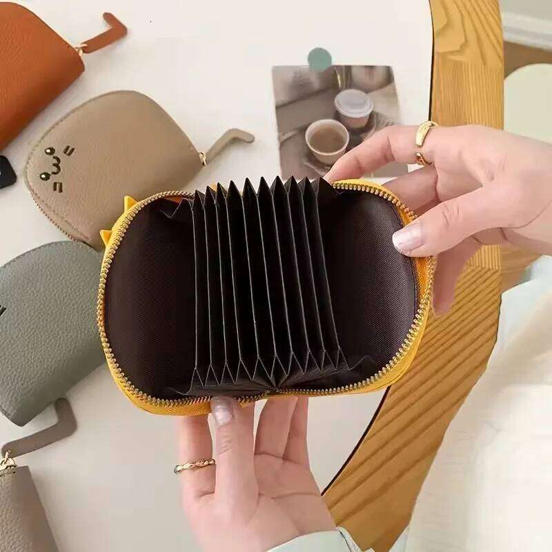 Cartoon Cat shaped design Wallet Women's Multi-card slots Cute Fashion Faux Leather Coin Purse Creative ID Card Holder C260304