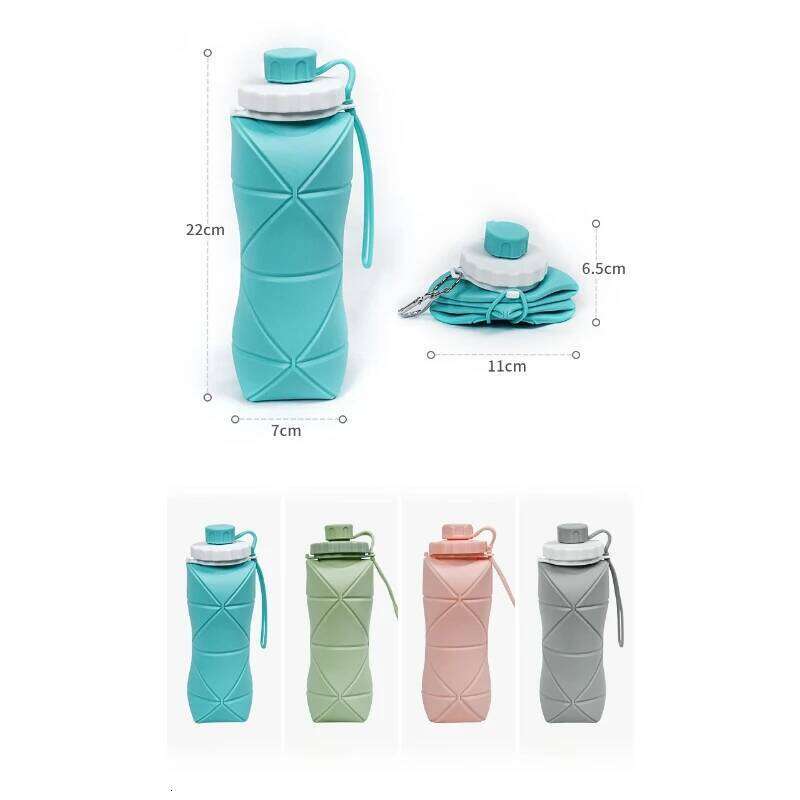 600ml Outdoor Sports Travel Silicone Portable Folding Water Bottle High Temperature Resistant Reusable S260303