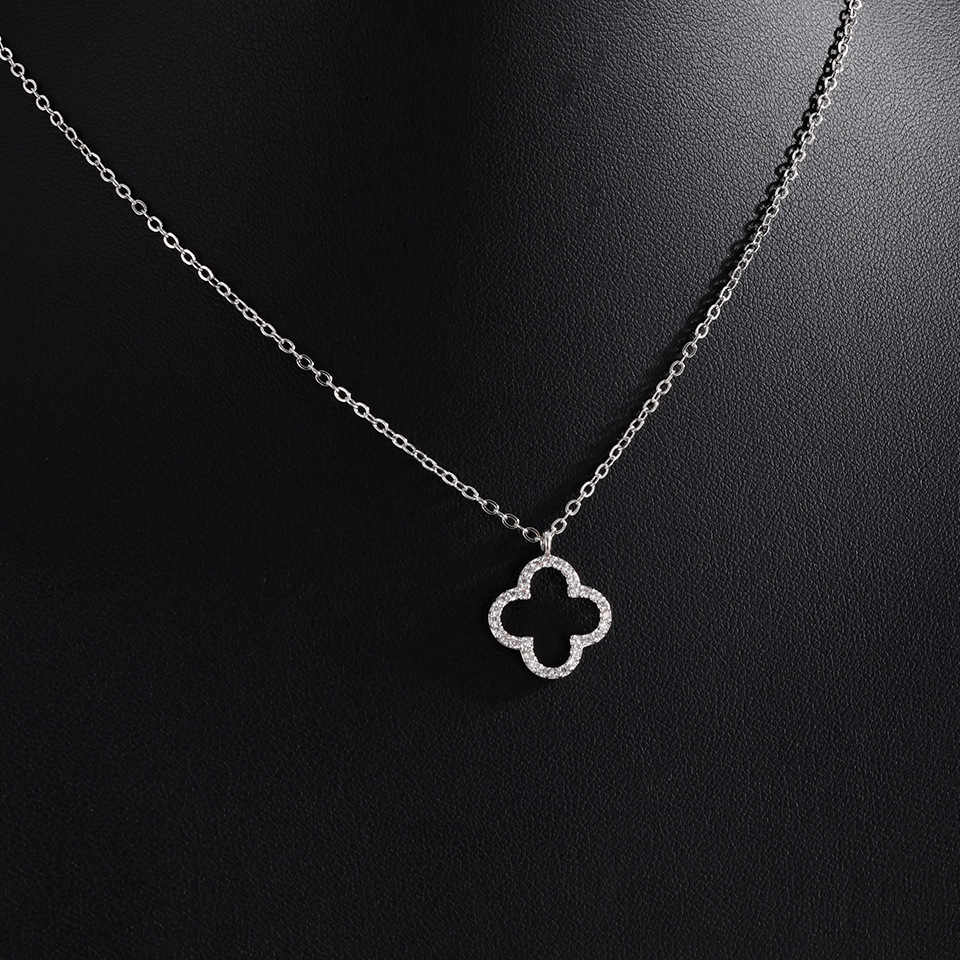 Four-leaf clover wholesale new model cross-border copper inlaid zircon jewelry niche high-end diamond-studded choker necklace for women - view 3