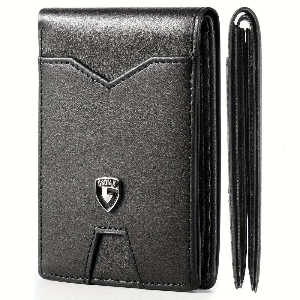 1pc RFID-Blocking Ultra-Thin Men's Wallet Carbon Fiber Inspired, Minimalist Design - Perfect for Daily Use & Stylish Gift Box C260304