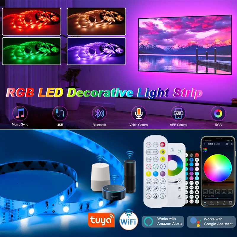 Tuya Wifi Led Strip Lights APP Music Sync Remote Control USB 5V RGB Flexible Tape for PC TV Backlight Room Decor Work With Alexa H260304