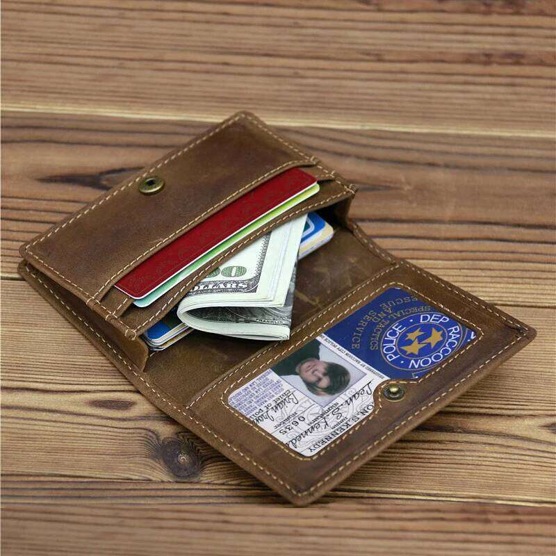 Vintage Crazy Horse Real Leather Credit Card Holder Wallet Mens Cowhide Slim ID VIP Photo Cards Bags Small Change Coins Pouches C260304