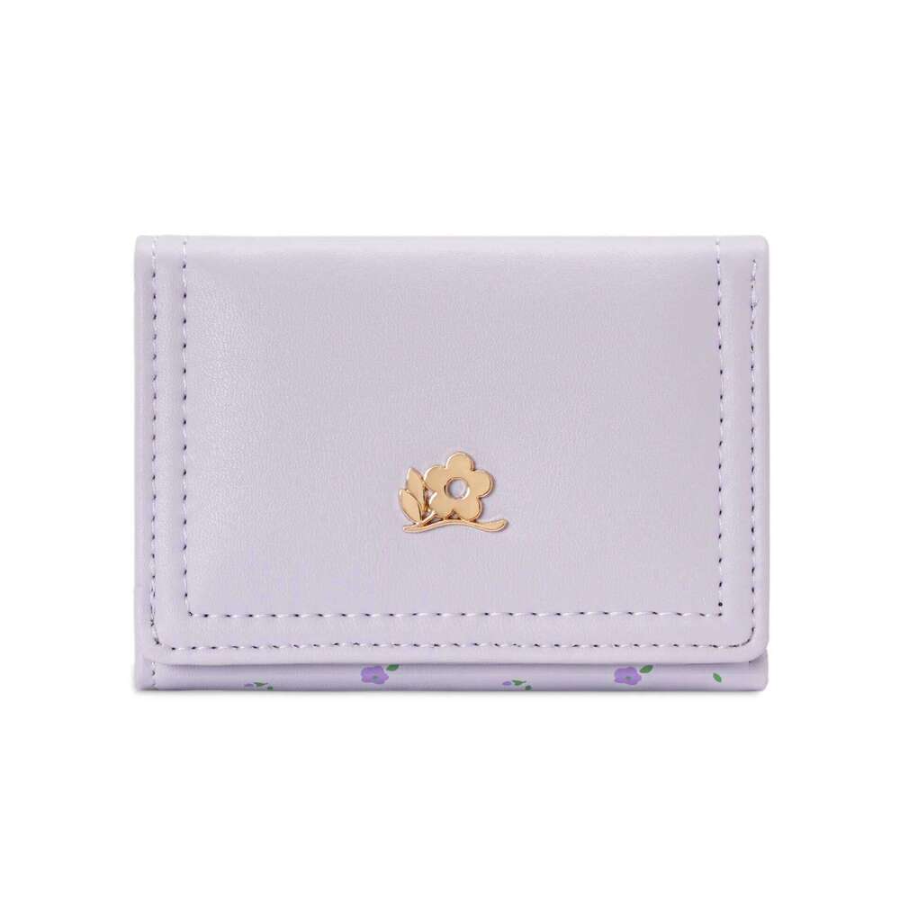 Fashion Flowers Wallets Girls Small Wallet Aesthetic Card Holder Classic Three Fold Purse For Women Student Simple Coin Pouch C260304