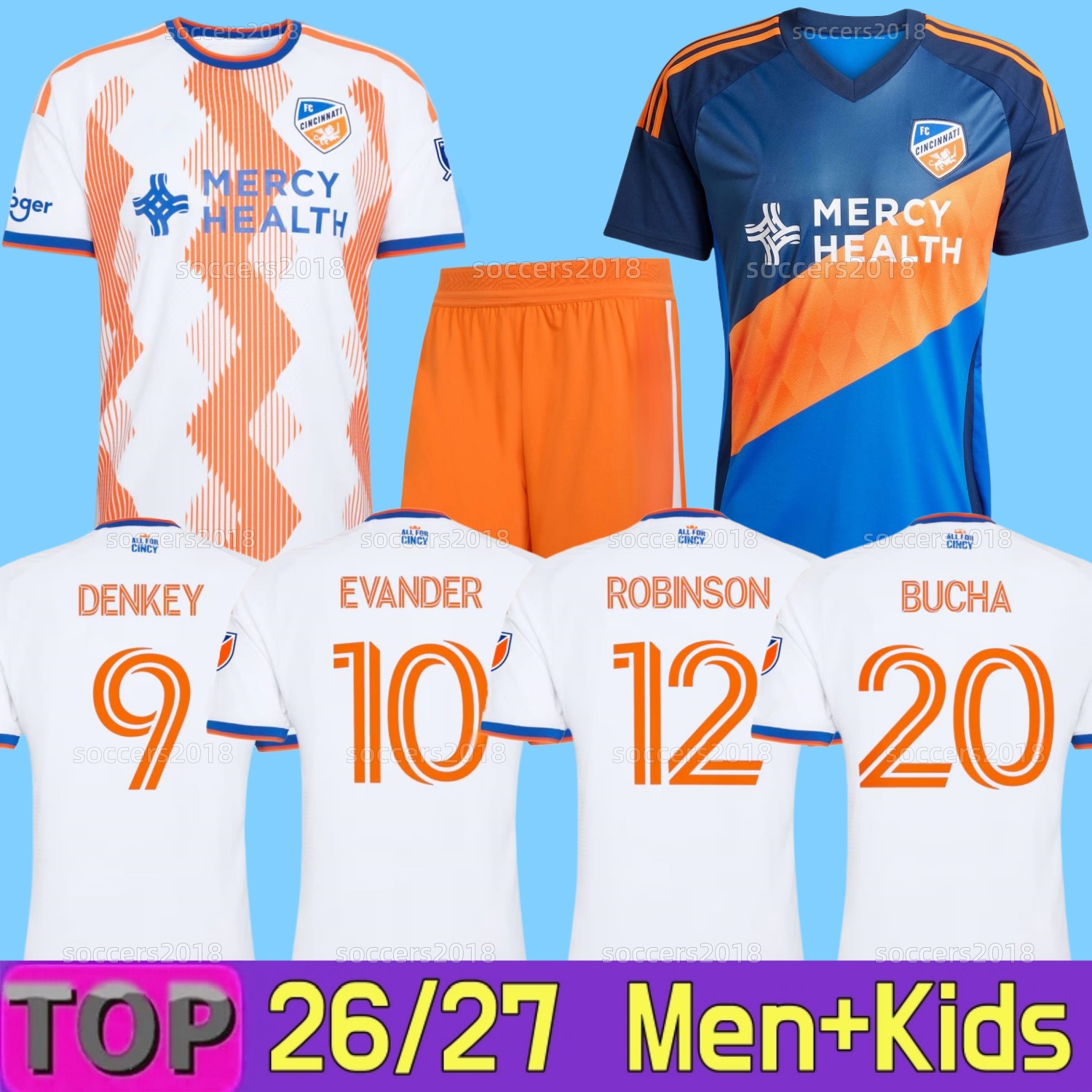25 26 27 FC Cincinnati soccer jerseys EVANDER DENKEY ORELLANO BUCHA 2025 2026 2027 Home Away Football Shirt BOUPENDZA ACOSTA ROBINSON MIAZGA BARREAL Man Kids Kit