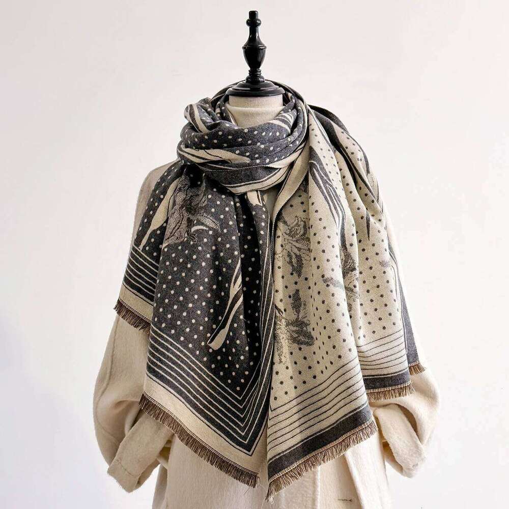 2025 Elegant Ladies' Jacquard Pashmina Cashmere Winter Thick Warm Two-Sided Shawl Coldproof Windproof Blanket Scarf XJ260304