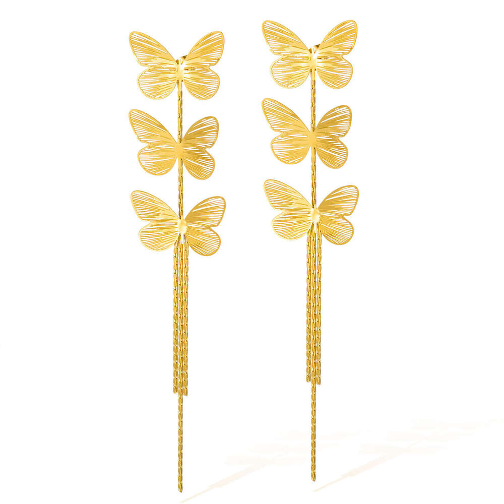 Light Luxury Retro Earrings Tassel Butterfly Earrings Fashionable And Versatile Design Earrings