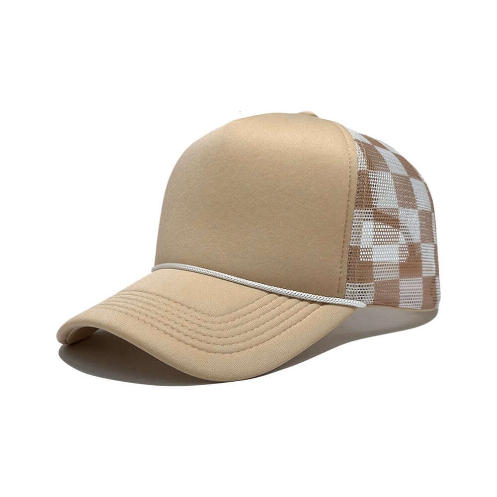 Trucker Hat Free Shipping Mesh Checkered Women Adjustable Baseball Cap Breathable Stylish Simple Sun Protection Travel Outdoor Activity Cap