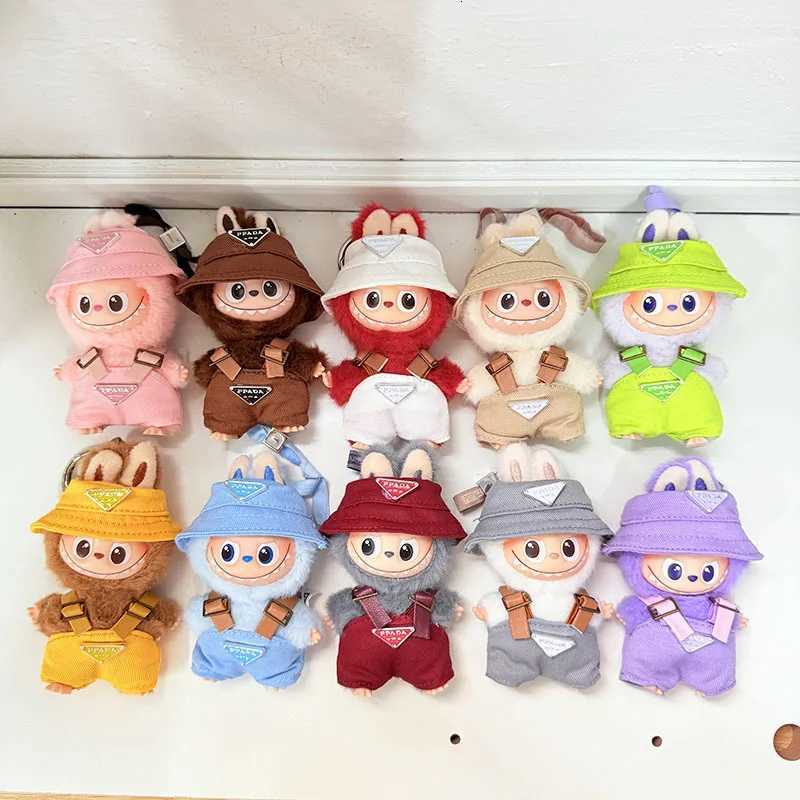 10cm Labubu V4 Overalls & Hat Set, 8-Color Mini Doll Outfits for DIY Christmas Gifts & AccessoriesT260304