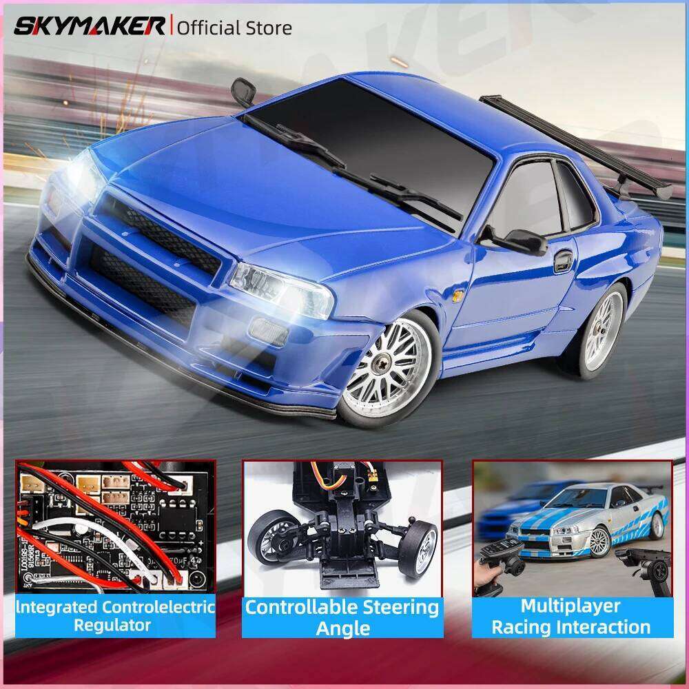Skymaker LDRC 1/18 RC Drift LD1899 GTR Mode R34 2.4GHz RWD with Gyroscope on-Road Alloy Body Shell Racing Car for Boys Gifts Z260303