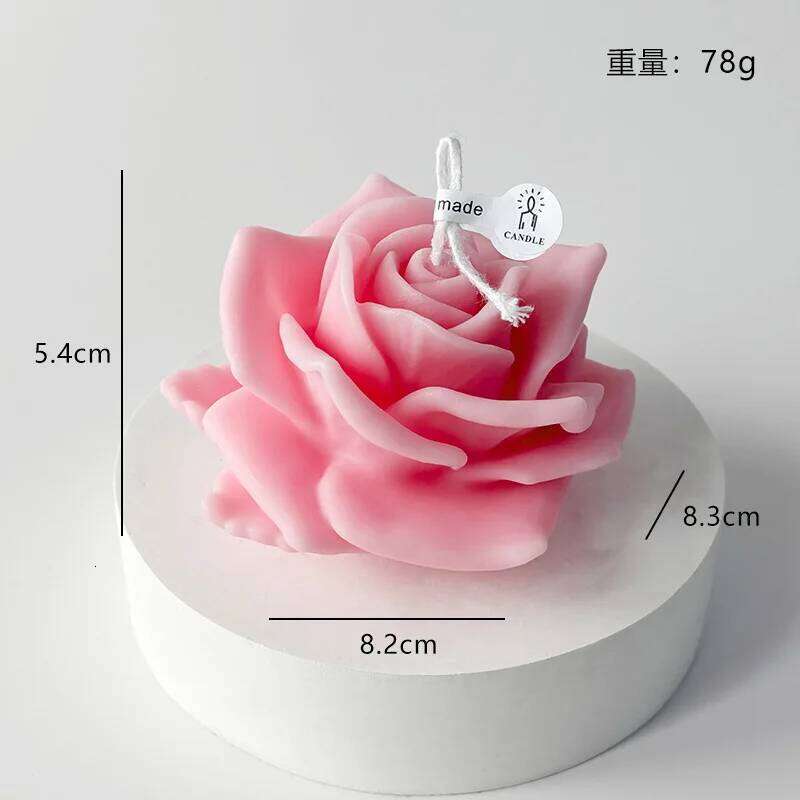 Rose Shaped Soy Wax Candles, Hand Decorated Smokeless, Ideal for Home Decoration, Valentine's Day, Birthdays and Wedding Gifts W260304