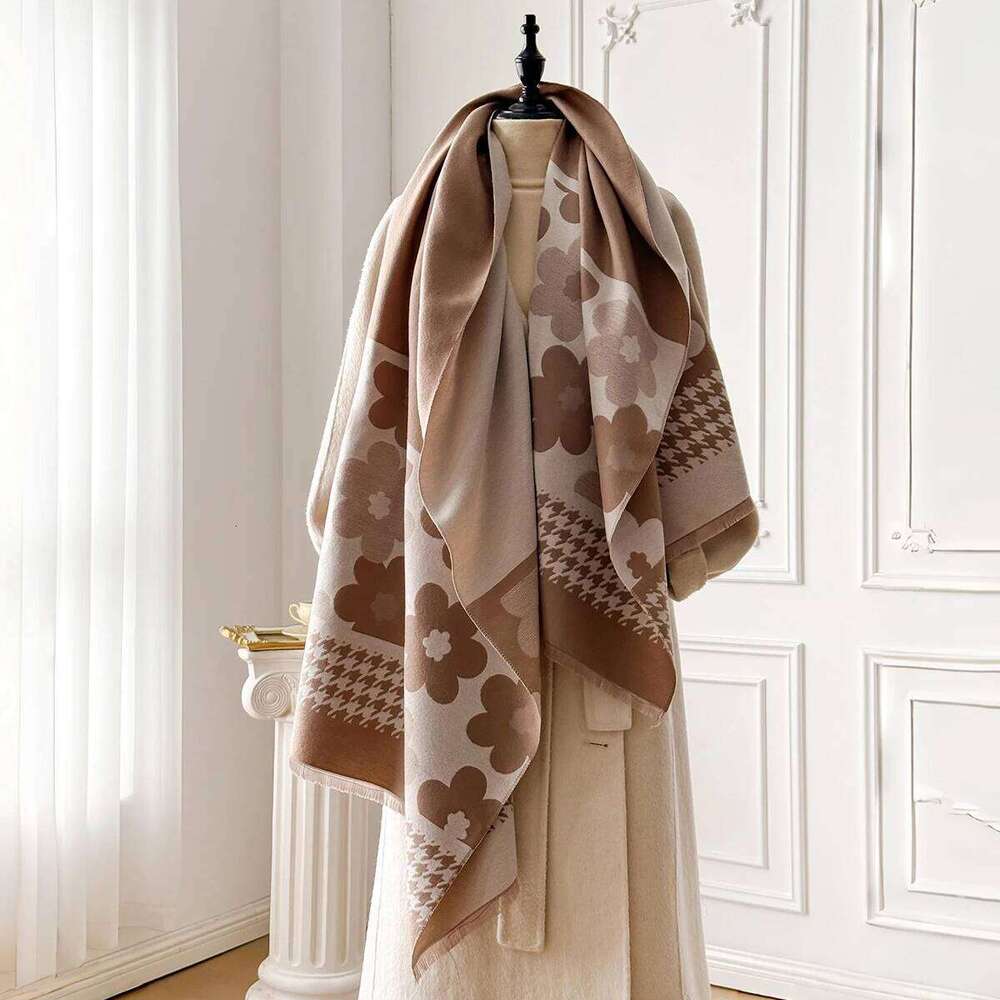 2025 New Elegant Ladies' Pashmina Jacquard Cashmere Winter Thick Warmth Two-Sided Shawl Coldproof Windproof Blanket Scarf XJ260304