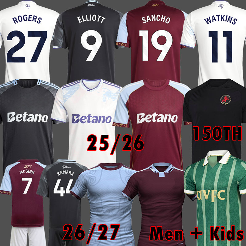 2025 150 Year Anniversary Kit ELLIOTT Aston Soccer Jerseys Villa Kits 26 27 WATKINS McGINN SANCHO men kids 150TH football Shirts ALLIV ROGERS Special lifestyle Tops