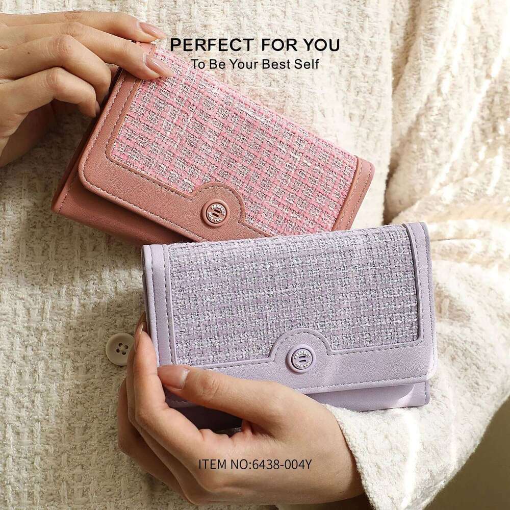 Fashionable buckle, versatile ladies' and color-blocking wallet, 50% off small change storage, short wallet C260304