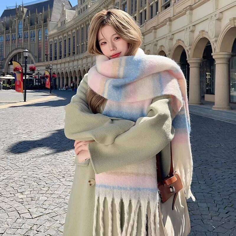 Maillard Korean Design Style Scarf, Winter Imitation Cashmere Shawl for Women, High-end Warm Retro Fashion Versatile Accessory XJ260304