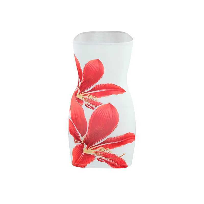 Sexy Sleeveless Strapless Tie Dye Print Tube Dress Women Chest Wrapping Backless Tube Sundress Summer Vocation Beach Clothes M260304