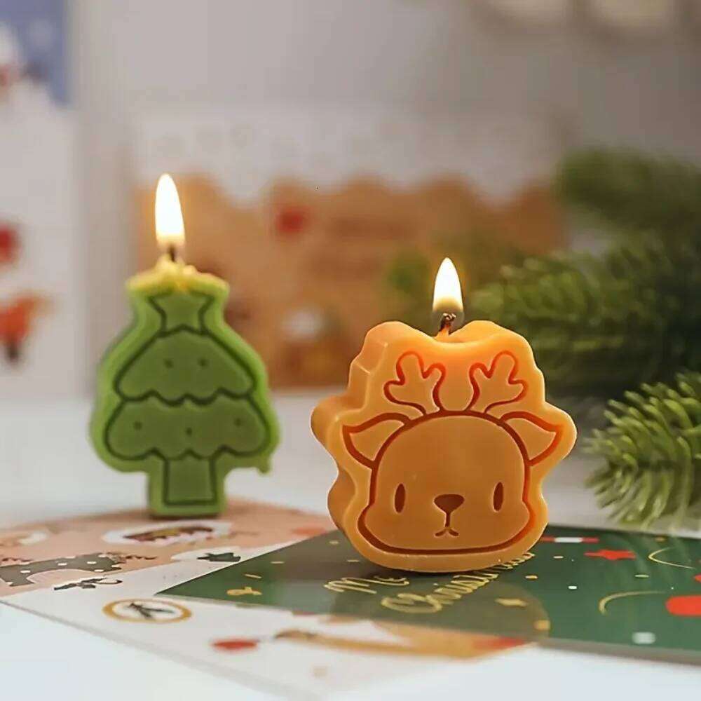 4-Piece Series Scented Candles: Christmas Decorations, Suitable for New Year Festive Fireplaces, Soy Wax, W260304