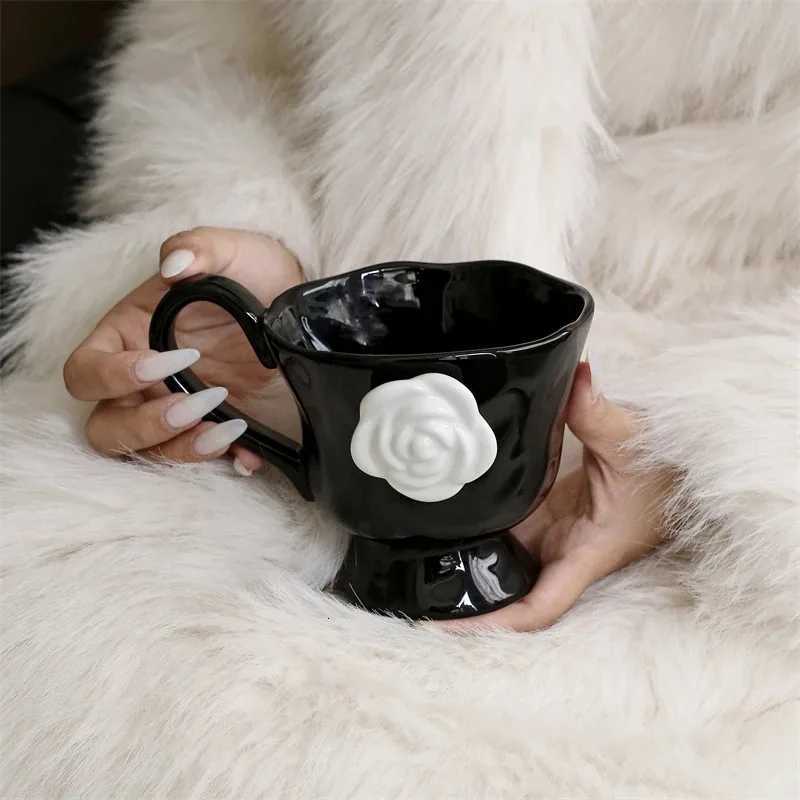 1pcs High-End Camellia Mug Exquisite Niche Design Ceramic Mug Afternoon Tea Camellia Ceramic Cup Mug Coffee Cup Gift SouveniT260304