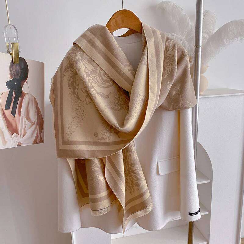 2024 Latest Design Winter Two-Sided Jacquard Cashmere Scarves High Quality Women Thicken Wrap Shawl Ladies Wool Pashmina Scarf XJ260304