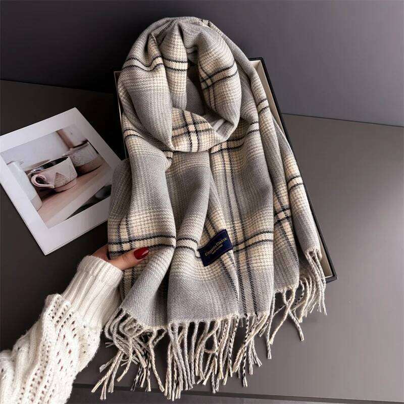 Neck Keep Warm Scarf For Women Men Winter Thickened Tassel Pashmina Shawl Faux Cashmere Warps Autumn Elegant Ladies Blanket XJ260304