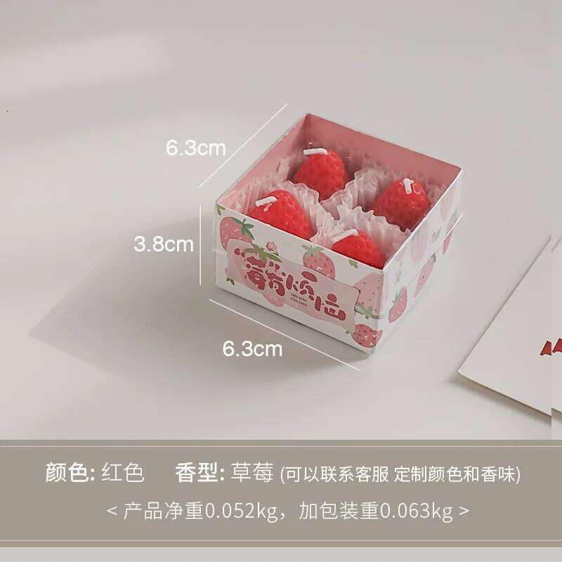 1 Set Strawberry Gift for Guests Decorative Scented Candles Fruit Food Candle Boxes W260304