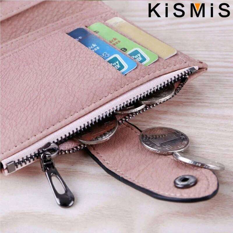 KISMIS New Style PU Leather Rivet Short Wallet - Zipper Change Card Holder, Women's Coin Purse Wallet, Stonego Money Bag C260304